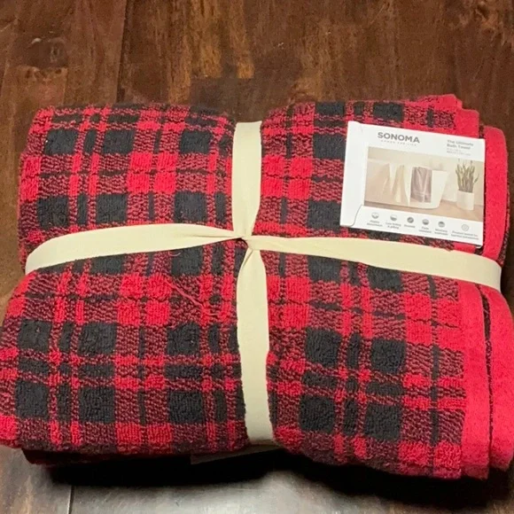 Sonoma Red and Black Checkered Towel 6 PC Set NWT - Picture 4 of 4
